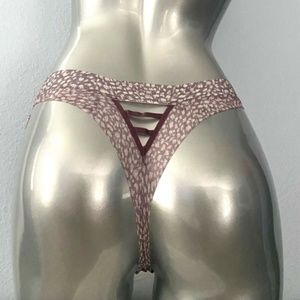 Victorias Secret Nwt Angelight Animal Print Sexy Sheer Strappy Thong Panty